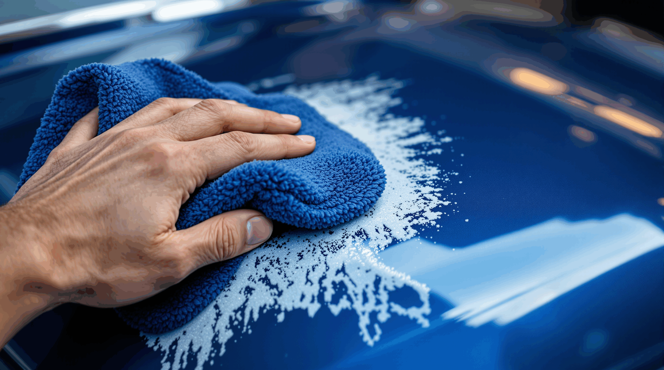 Auftragen von Carnauba-Wachs auf einen Autolack