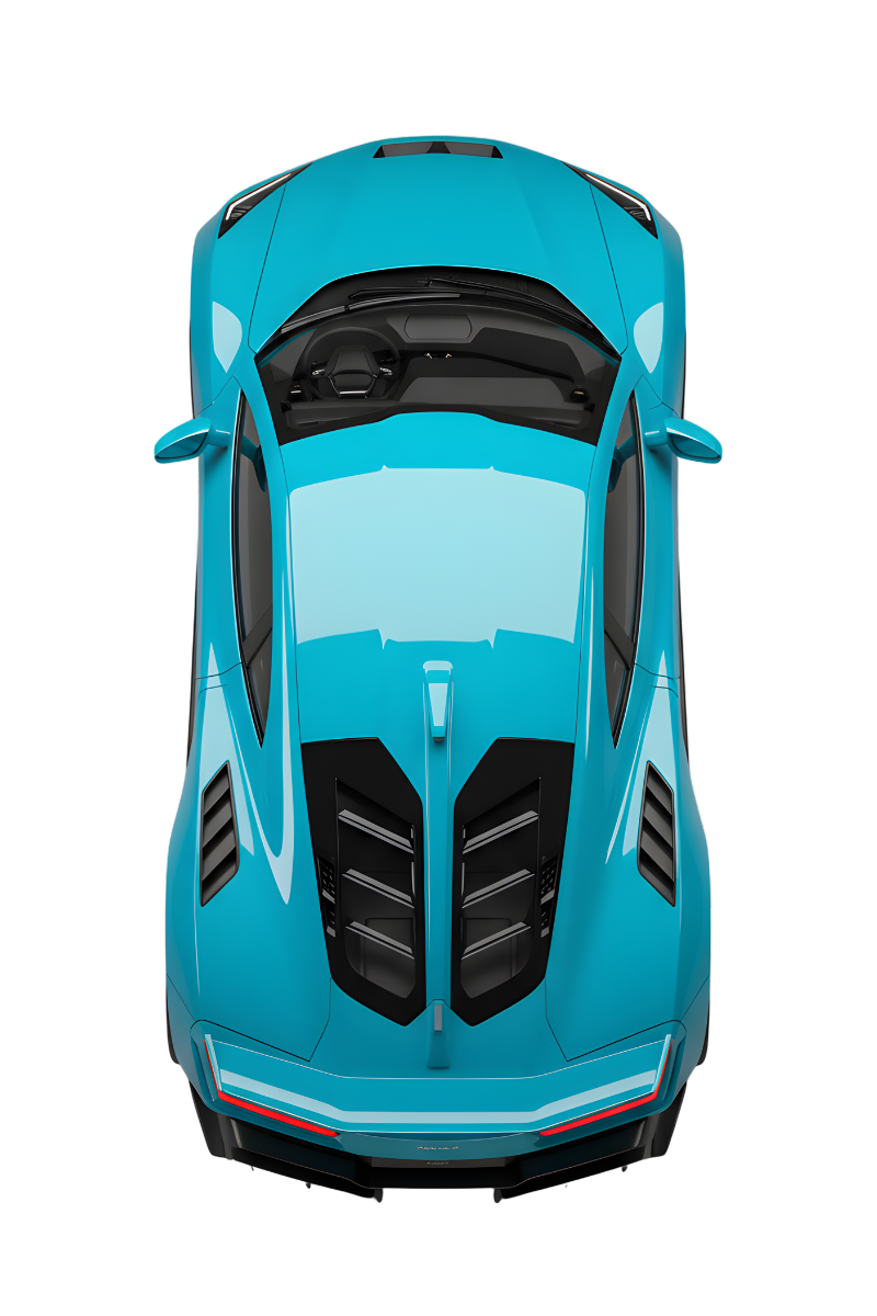 Blauer Sportwagen von oben (Außenansicht) – Mobilglanz24 Lackveredelung