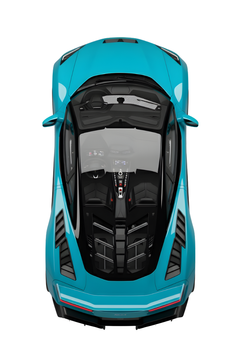 Innenraum-Detailansicht eines blauen Sportwagens – Mobilglanz24 Innenreinigung